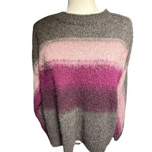 Simply Vera Vera Wang Pink and Gray Crew Neck Sweater